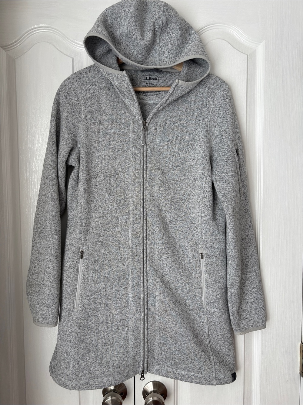 L.L.Bean Longline Sweater Fleece Hooded Coat Gray Women’s Medium 🩶